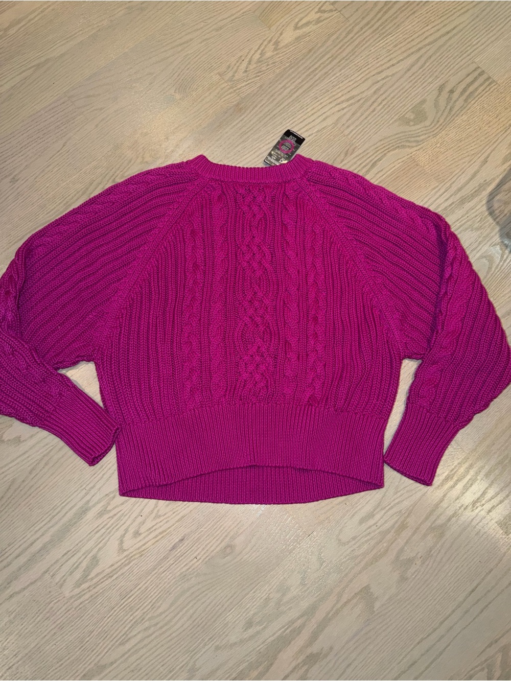 Ralph Lauren Bright Fuchsia Cable-Knit Crewneck Sweater